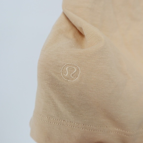 Lululemon Tan Beige Cotton Blend Crew Neck T Shirt Size 12 - Picture 3 of 5